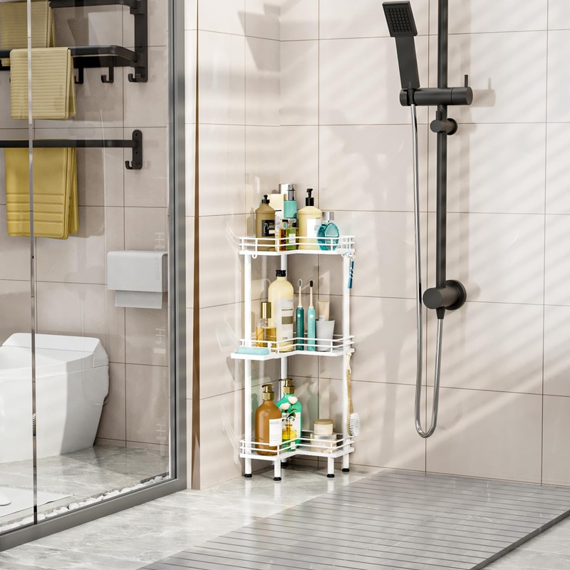 HapiRm Corner Shower Caddy Standing - 3 Tier Shower Organizer