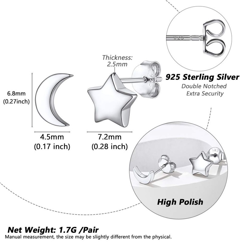 Earrings Studs Ladies Earrings for Pierced Ears 925 Silver Earrings