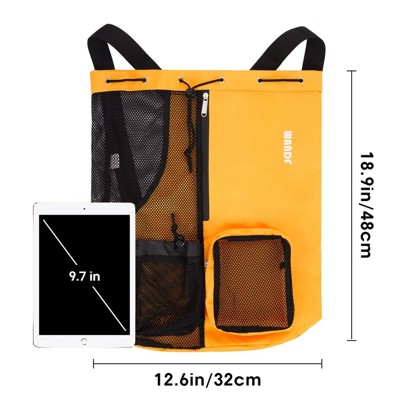 WANDF Swim Bag Mesh Drawstring Backpack with Wet Pocket for
