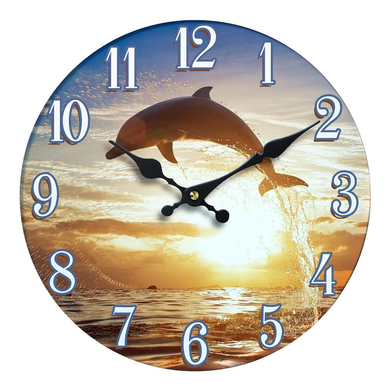 Sea Creations Glass Wall Clock - Coastal, Nautical, and Beach