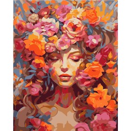 Paint by Number for Adults. Flowers Girl DIY Acrylic Painting Kit for Kids and Adults Beginner – 16” x 20”with 3 Brushes and Bright Colors