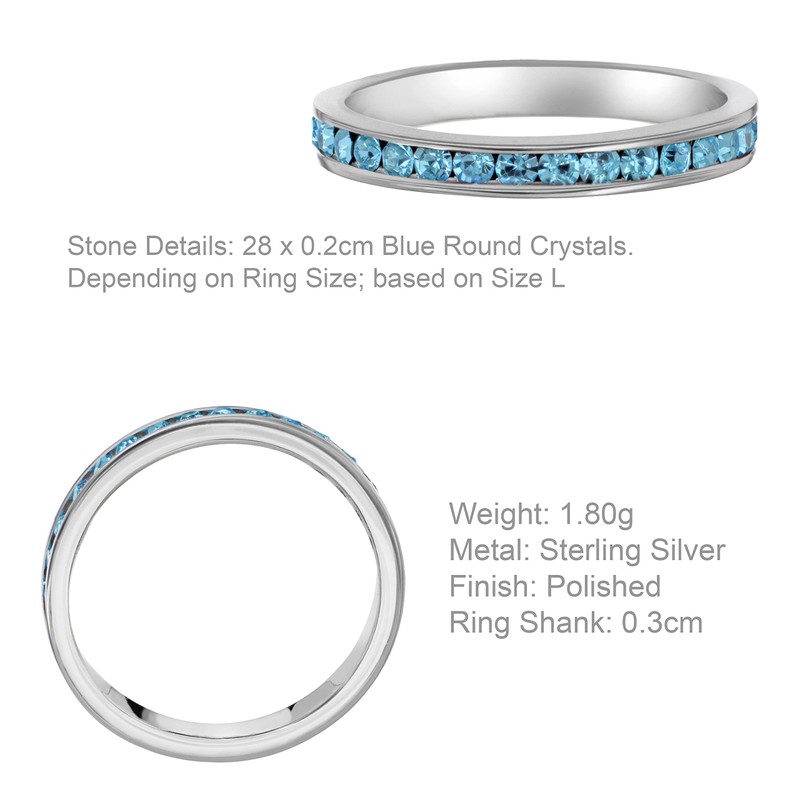 Tuscany Silver Women's Sterling Silver 2 mm Light Blue Crystal
