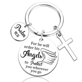 UVIBEW Christian Keychain Christian Gifts for Women Men Angel Keychain Inspirational Gifts for Women Bible Accessories Bible Verse Faith Based Gift for Woman Teen Girls