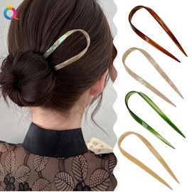 Set of 4, U-shaped Kanzas, Kanzashi Parts, U-pin, Plastic, Acetate, Glossy, Large, Hair Accessories, Stylish, Women's, Women's Dress, Kimono, Accessories, Weddings, Coming of Age of Age Ceremony,