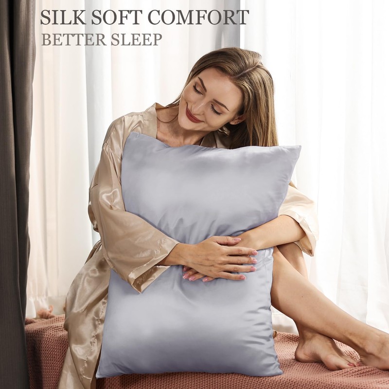 Adubor Silk Pillowcase 2 Pack for Hair and Skin with