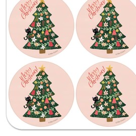 Christmas Tree with Cat Planner Calendar Scrapbooking Crafting Stickers