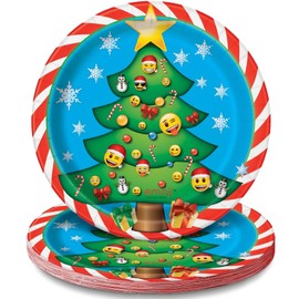 Unique Party 50544 - 18cm Emoji Christmas Party Plates, Pack of 8