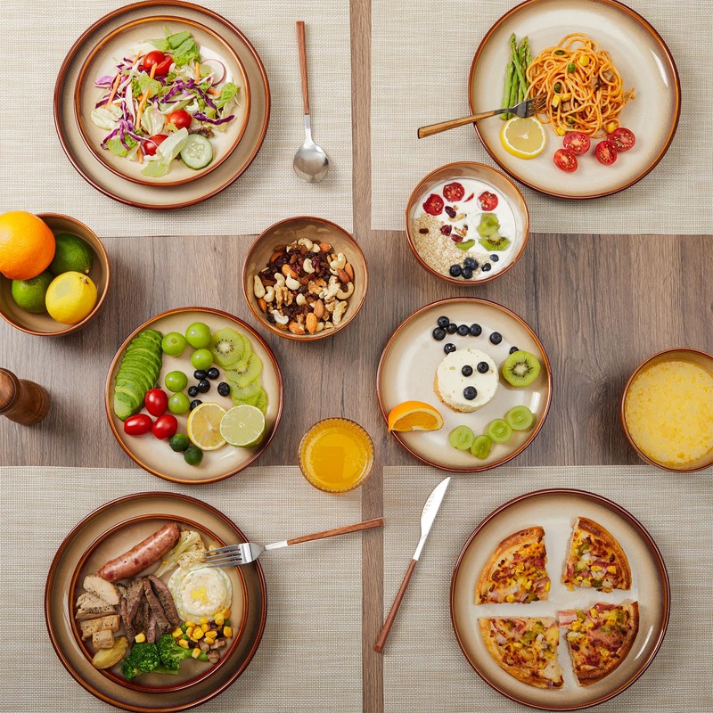 Pokini Stoneware Dinnerware Set Service for 4, 12 pcs Reactive