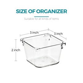Ravinte Decor 4 Pack Drawer Organizer - 3" X 3" Clear Acrylic Storage Bins with Non-Slip Pads, Versatile Desk Tray for Makeup, Jewelry, Kitchen, Bathroom, and Office Organization