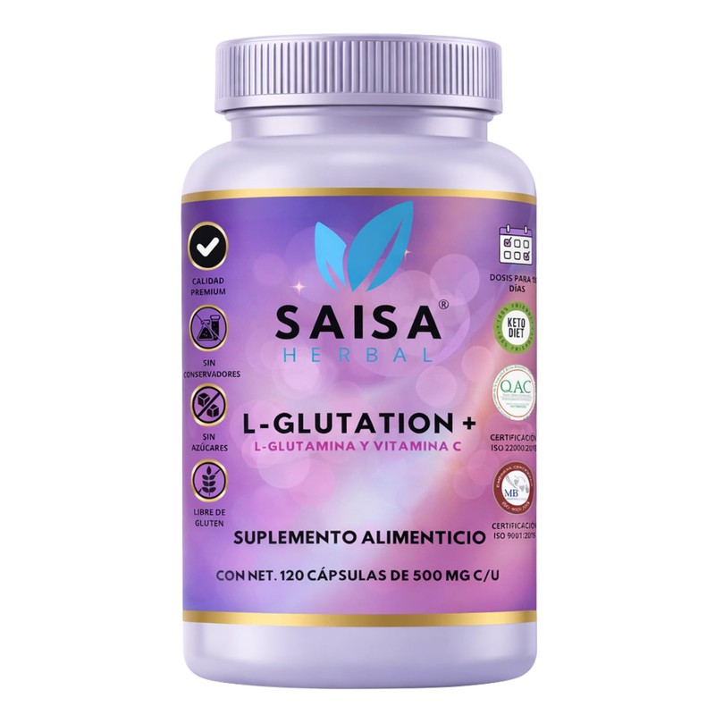 SAISA HERBAL L-Glutatión con L-Glutamina y Vitamina C, 120 Cápsulas