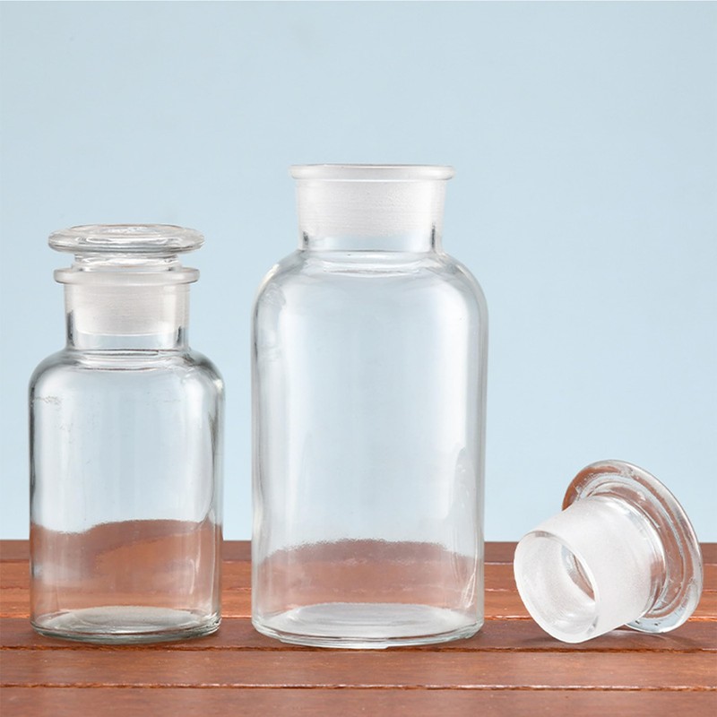 Kestun Lab Glass Reagent Bottle,Wide Mouth Glass Storage Bottle with