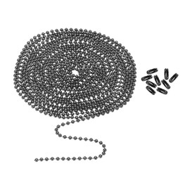 PATIKIL 120 Inch Ball Chain, 2.4mm Ball Chain Bead with 18 Pcs Matching Connector Clasp for Necklace Hanging, Tag Rings, DIY Crafts, Black