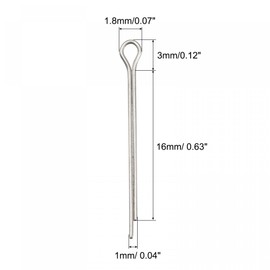 sourcing map Split Cotter Pin, 1mm x 16mm Stainless Steel Clip Fastener Fitting for Automotive, Mechanics, Silver Tone, 120Pcs