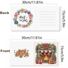 Zyvoreva 12 PCS Christmas Snowman Diamond Art Greeting Cards with Envelopes, Diamond Painting Greeting Cards Kit for Adults DIY Holiday (red)