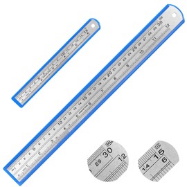 MOXYOY Stainless Steel Ruler Set, 30cm/12in + 15cm/6in Metal Rulers Kit Heavy Duty Straight Edge for School Office Home Measuring,2Pcs