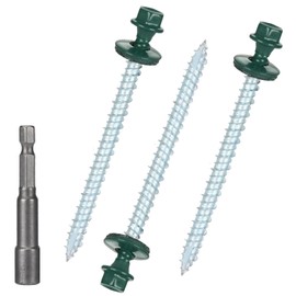 Metal Roofing Screws 10 x 2-1/2 inch, Green Hex Head Sheet Metal Roof Screw with EPDM Washer for Corrugated Roofing (250Pcs)