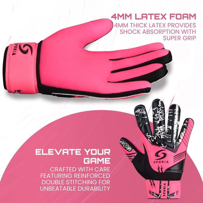 SPORIA Youth Goalie Gloves (Pink, 4)