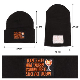 MEJOSER Beanie Hat Black Knitted Hat Winter Hat Winter Autumn for Men Boys Girls Women Funny Hat with Saying Teenager, Aperol.