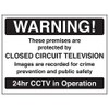 V Safety Warning! Premises Protected By CCTV (Black) Sign -