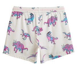 maamgic Mens 5.5 Inch Swim Trunks with Compression Liner Board Shorts Quick Dry Beach Swimwear with Zipper Pockets White Dinosaur Large