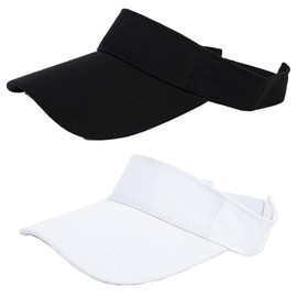 GWAWG Set mit 2 Schattenkappen, atmungsaktiv, breite Krempe, leer, Pferdeschwanz, Baseballkappe, verstellbar, dick, Sport, für Golf, Angeln, Radfahren, Laufen, Joggen, Tennis, Black White, One size