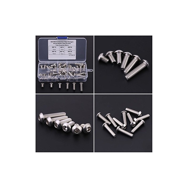 Tornillos de Cabeza Hexagonal M6 60 Unidades con Tuercas Acero