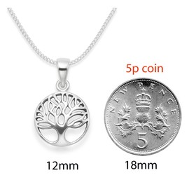 Heather Needham Children's Sterling Silver Life Tree Necklace on Silver chain - Yggdrasil Pendant - SIZE: SMALL 12mm. Small Life Tree necklace for children. 8097S/15S