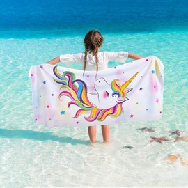 LYBH-HJY Toalla De Playa Unicornio para Niños,Toalla De Microfibra,Toalla De Playa Fina Superabsorbente Y De Secado Rápido,Regalo Perfecto para Viajes,Camping,Vacaciones