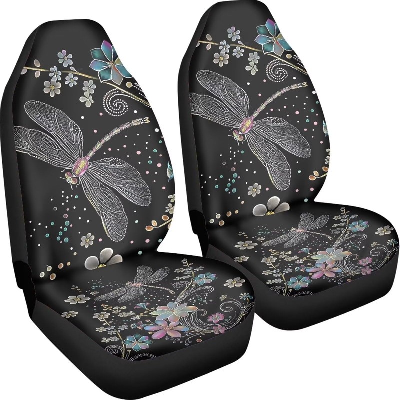 Brosoneto Floral Dragonfly Car Seat Covers Thin Covers for Front