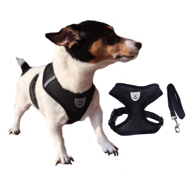 Life Utility Large Black Ventilated Dog Harness for Dogs, Puppies,