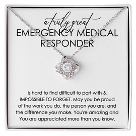 Emergency Medical Responder Necklace Silver Plated Love Knot Mahogany - Is Hard To Find Difficult To Part - Jewelry Appreciate Thank You
