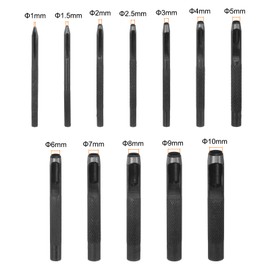 HARFINGTON 13Pcs Leather Hole Punch Set 1mm-10mm Steel Hollow Round Hole Punch Set Leather Hole Punch Cutter with 25mm Hammer for Belts, Watch Band, Paper, Plastic, Leather Crafting
