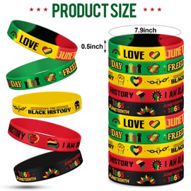 Skylety 120 Pcs Happy Juneteenth Rubber Bracelets Silicone Freedom Day Wristband Juneteenth Gifts Bulk for African Afro American Festival Party Favors Independence Day Patriotic Goodie Bag Stuffers