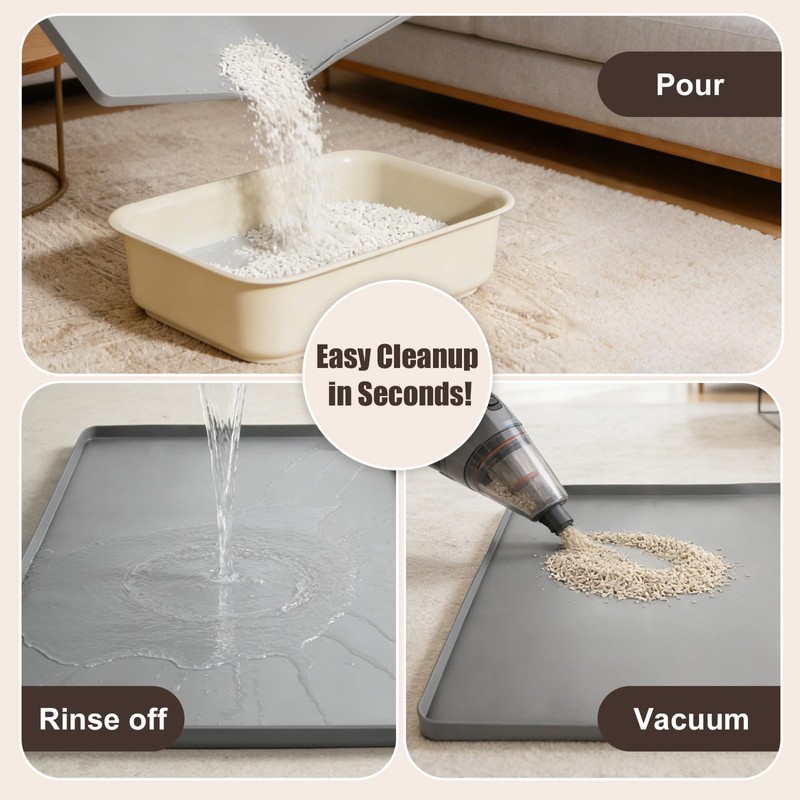 Silicone Cat Litter Mat 24x20 in Waterproof Litter Box Mat