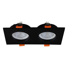 ILLUX Lampara de Empotrar en Techo, tipo Downligth, Uso Interior, foco MR16 Incluida luz Cálida 3000K, Color negro, Lampara doble. Illux de México TL-2913.NNKT30