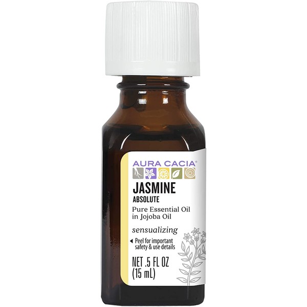 Aura Cacia Jasmine Absolute in Jojoba Oil | GC/MS Tested for Purity | 15ml (0.5 fl. oz.)