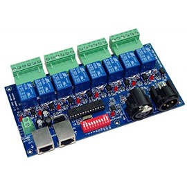 Bunte-DE 8CH DMX Relay Switch DMX512 Controller Relay Output DMX512 Relay Control 8 Way Relay Switch (Max 10A)