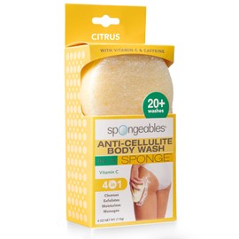 Spongeables Anti-Cellulite Body Wash in a Sponge With Vitamin C Reduce The appearance of Cellulite Moisturizer and Exfoliator for The Body 20+ Washes, Citrus