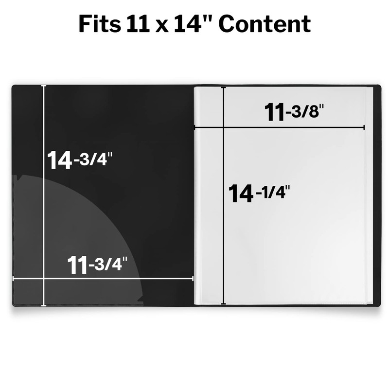 Dunwell 11x14 Binder with Sleeves (Black), 24 Pockets Display 48