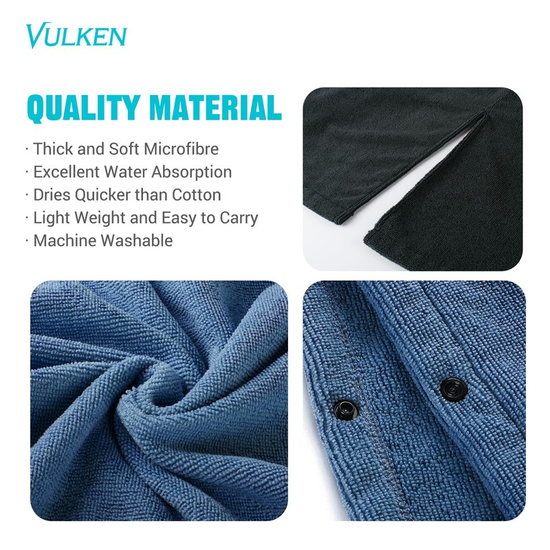 Vulken Thick Hooded Beach Towel Changing Robe, Surf Poncho for