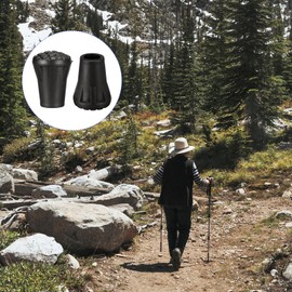 M METERXITY 4 Pack Trekking Pole Tips - Cane Replacement Caps Ends Tip Protector, Round Bottom Ski Stick Tips, Apply to Outdoor Hiking Poles (0.41 Inch ID, Black)