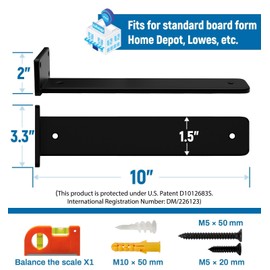 LEOPO 10 inch 6 Pack Floating Shelf Brackets, 1/5” Thick Heavy Duty Rustic Industrial Shelf Bracket, Floating Hidden Metal Bracket