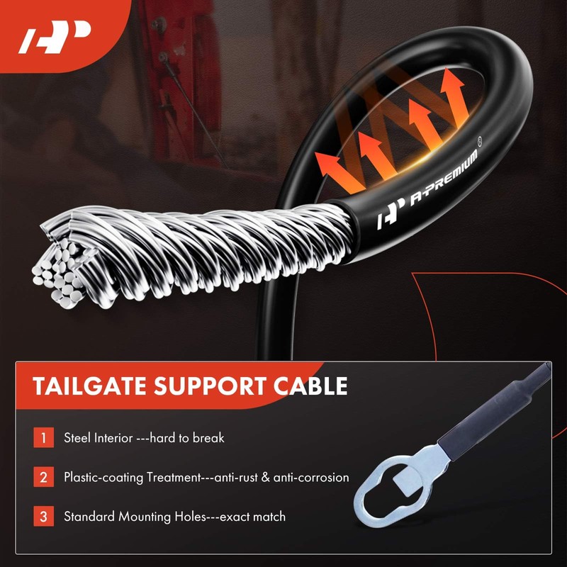 A-Premium Tailgate Hardware Rebuild Kit with Cable Compatible with Dodge