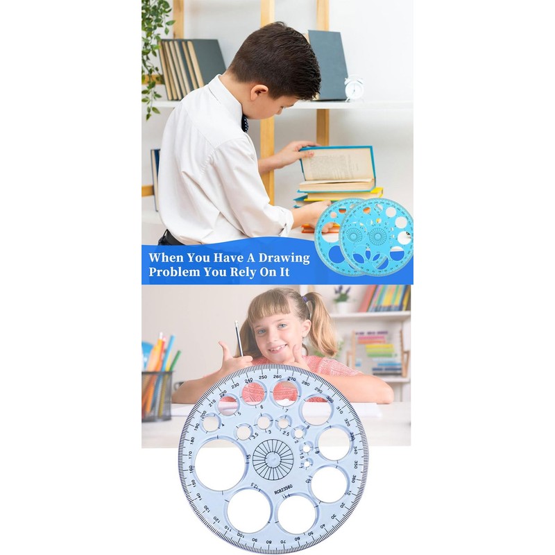 360°Circular Protractor Full Round Template Plastic Protractor Circular Drawing Tool