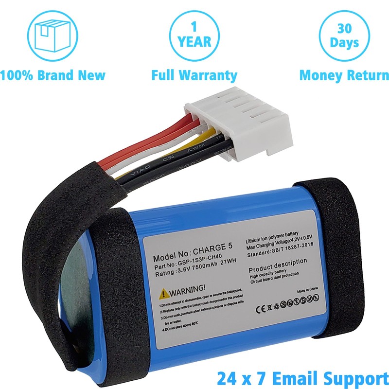 LAQUEENA GSP-1S3P-CH40 7500mAh Battery Compatible with Charge 5 Waterproof Bluetooth