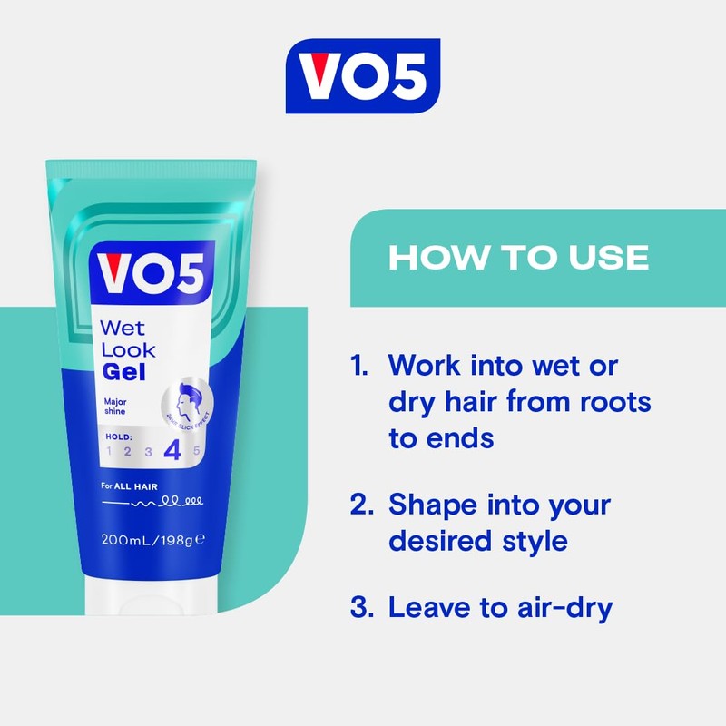 VO5 Wet Look Styling Gel, High Shine Hair Styling Product,