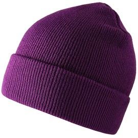 Unisex Adult Knit Beanie for Men Women Warm Snug Hat Cap Purple