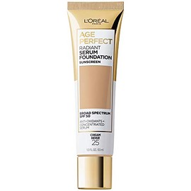 L'Oréal Paris Age Perfect Radiant Serum Foundation con SPF 50, crema beige, 1 onza