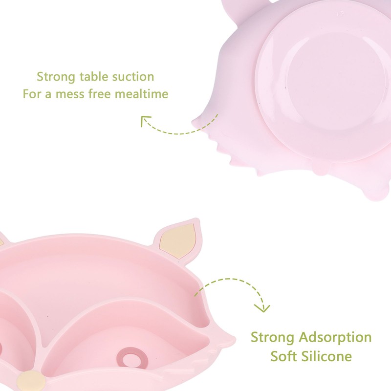 Baby Suction Plate Cute Fox Shape Non Toxic Safe 3