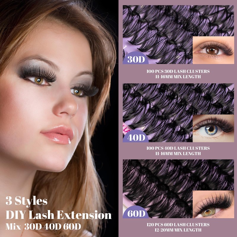 Ocean Pearl Lash Clusters 320PCS 11-20mm Lash Extension Kit 30D+40D+60D
